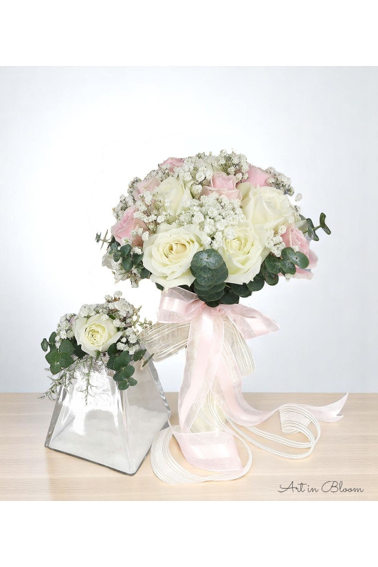White Pink Bridal Bouquet - AHB011