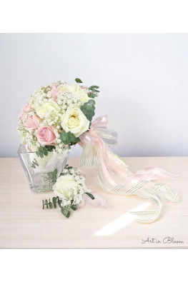 White Pink Bridal Bouquet - AHB011