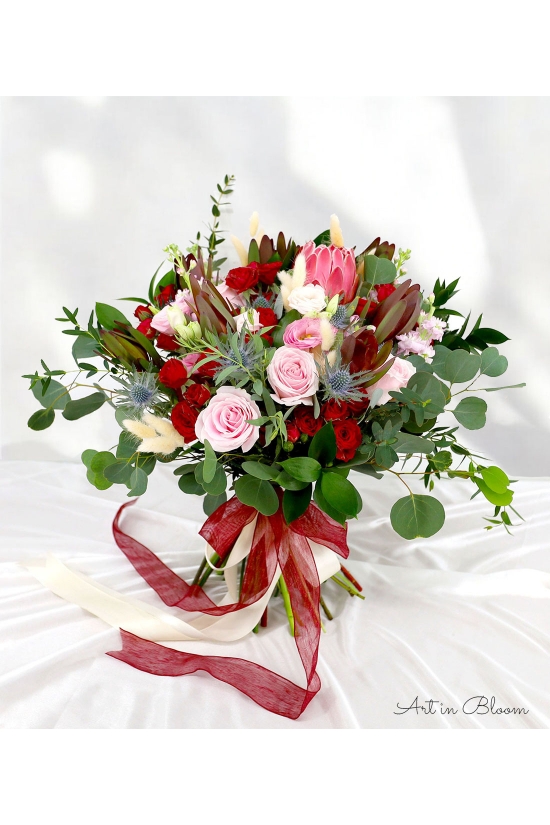 Red Pink Bridal Bouquet - AHB042