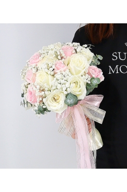 White Pink Bridal Bouquet - AHB011
